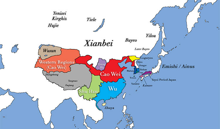 Bản đồ thời kỷ Tam quốc và sự trỗi dậy của Xianbei.